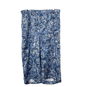 J. Jill floral cropped wide leg‎ pants Sz XL blue